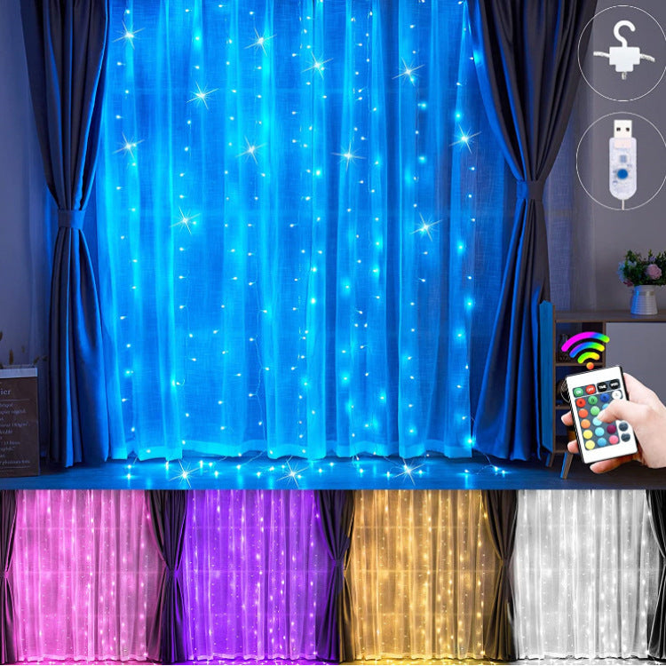 [ STARZ ] 16 Colors USB 3 Meter x 2 Meter Silver Wire Led Curtain Lights