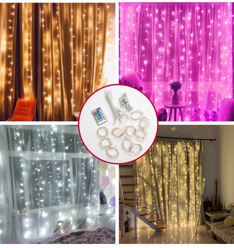 [ STARZ ] 16 Colors USB 3 Meter x 2 Meter Silver Wire Led Curtain Lights