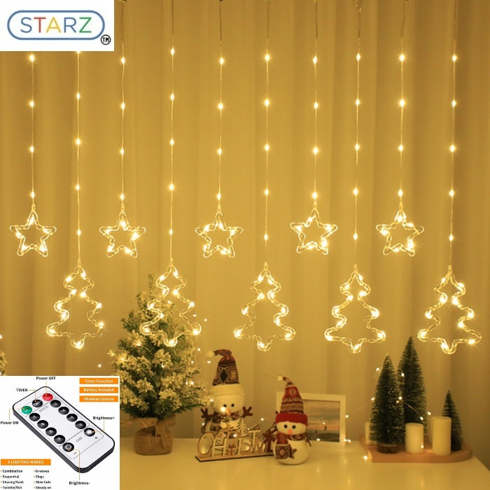 USB 3M Width icicle Stars & Xmas Tree Led Fairy Curtain Lights