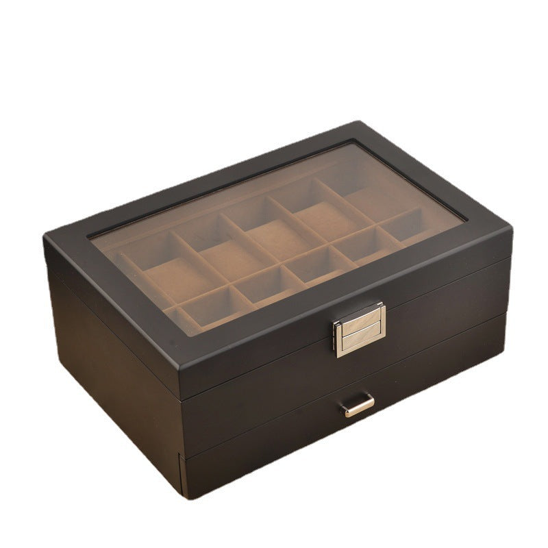 [ STARZ ] 12 Slots Watch + Jewelry Black Matte Wood Storage Box