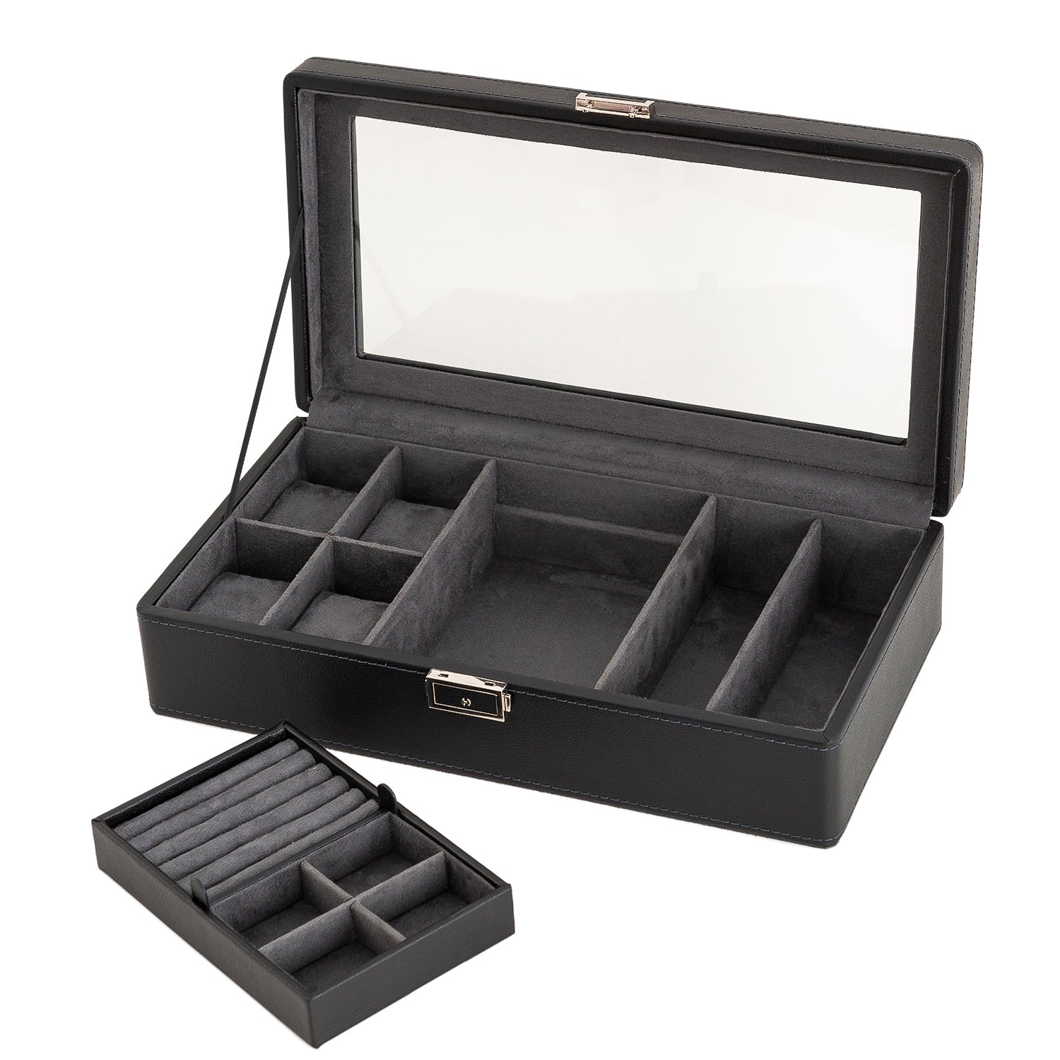 Premium Watch and Jewelry Storage Box with Soft Interior Cushion