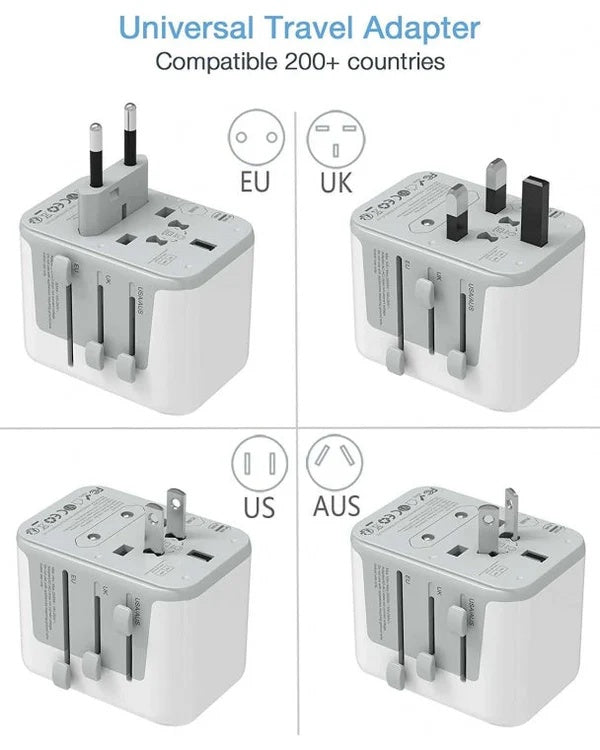 TESSAN - Universal Travel Plug 28W, international Power Adapter with 2 USB , 3 USB C Port , White