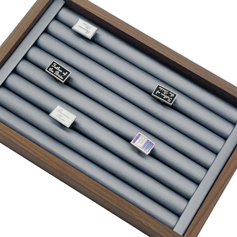 Small Ring Jewelry Display Tray Brushed Grey PU