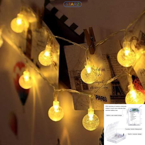 10 Meters 100 Crystal Ball Battery Operated Led Fairy String Light , Warm