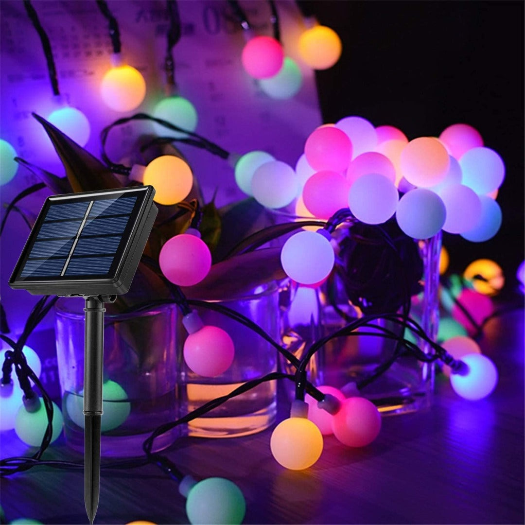 Outdoor Solar Powered 12 Meter 100 Led Balls Led Fairy String Light , Multi