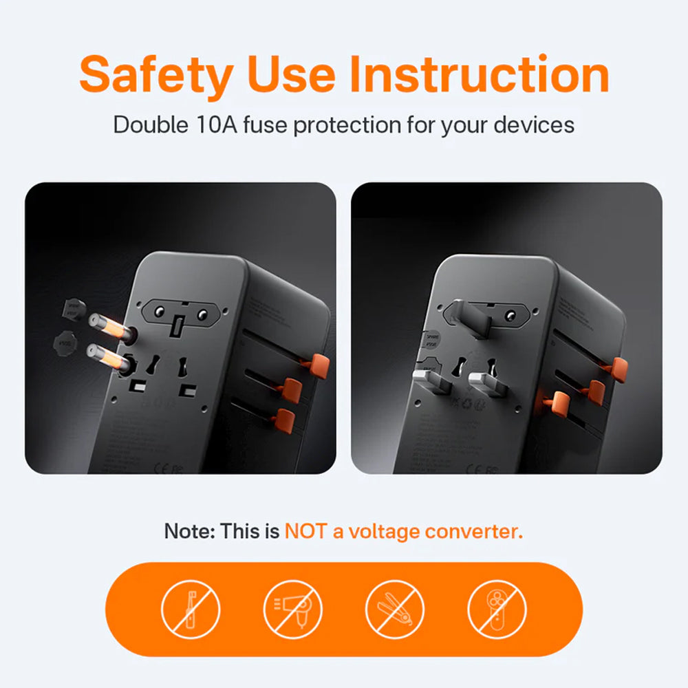 TESSAN - 205W Universal Travel Plug Adapter International Travel Adapter Worldwide with USB Type C