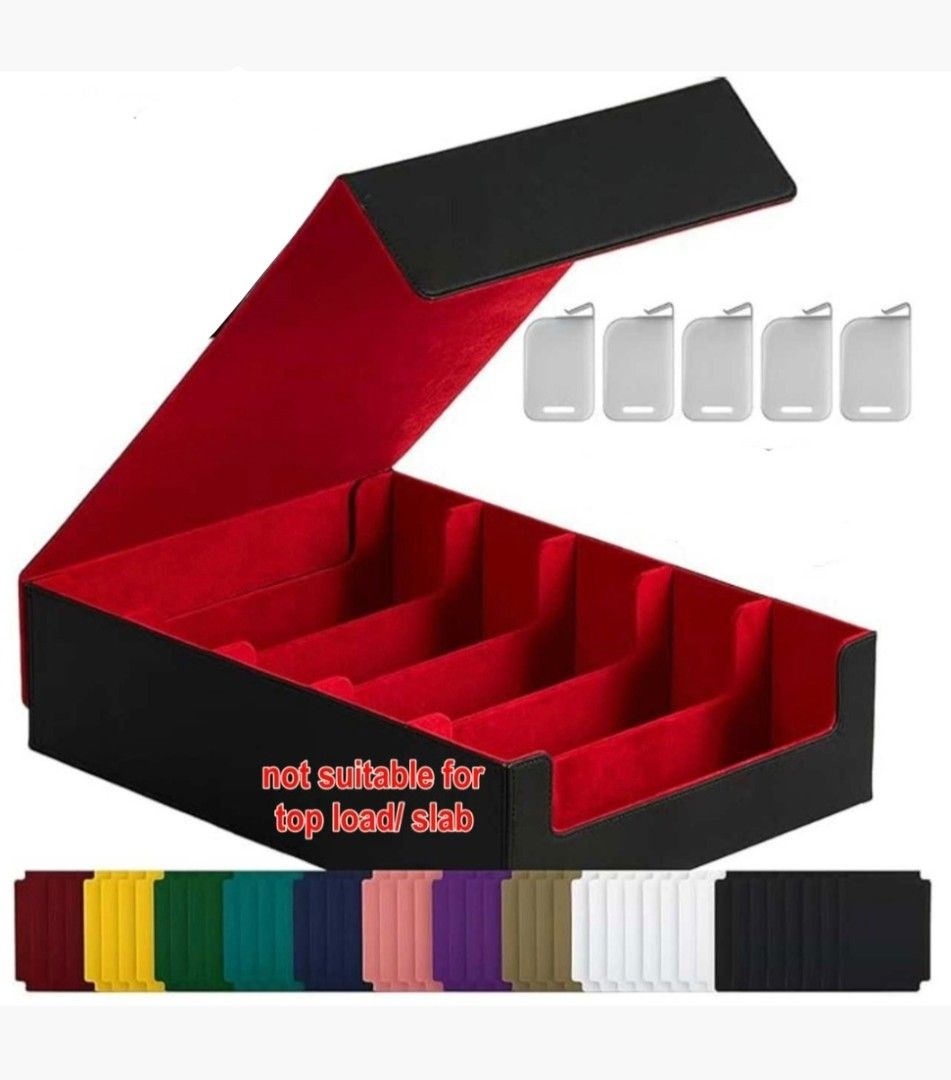 5 Rows Trading Card Storage Box - 3900+ Commander Deck Case for Magic the Gathering Pokemon YuGiOh Sports Cards, Leather MTG TCG PTCG with 12 PVC Dividers 4 Card Supporters