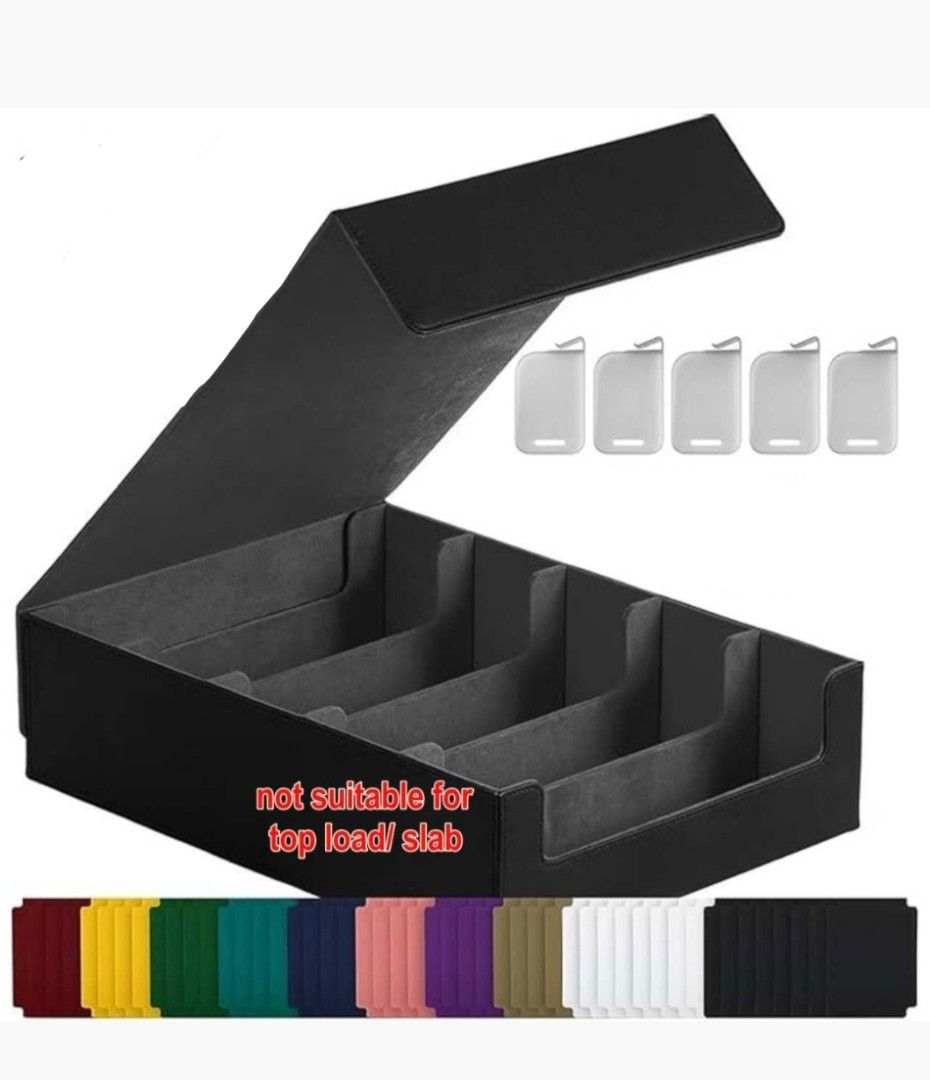 5 Rows Trading Card Storage Box - 3900+ Commander Deck Case for Magic the Gathering Pokemon YuGiOh Sports Cards, Leather MTG TCG PTCG with 12 PVC Dividers 4 Card Supporters