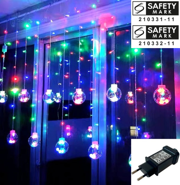 [ STARZ ] 31V 3.5M Width Wishing Balls Curtain Led Fairy icicle Lights, Multi