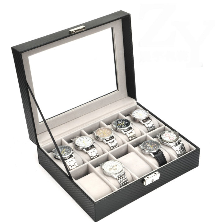 10 SLOTS CARBON FIBER WATCH BOX