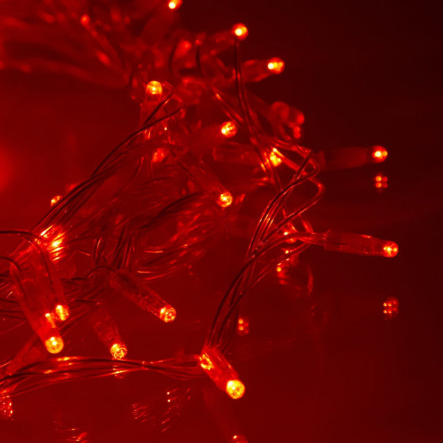 8 Modes 10 Meter 100 Led Fairy String Light Power Point Red