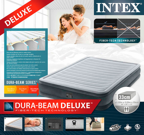 intex built in pump air bed dura beam