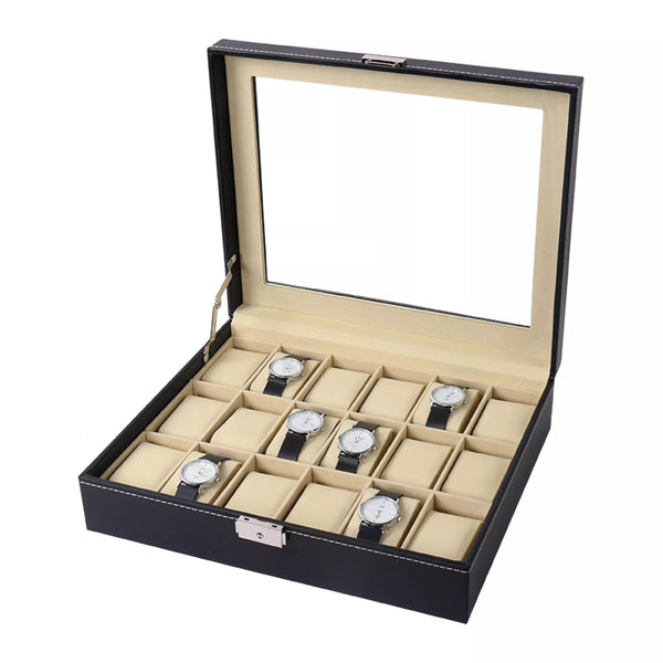 [ STARZ ] 18 Slots Black PU Watch Box