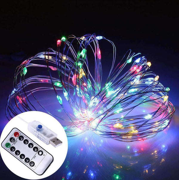 10 Meters 100 Led USB Silver Wire with 8 Modes + Remote Control, Multi