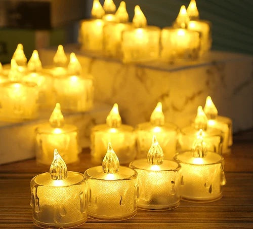 24 Piece Transparent Battery Operated Candle Tea Lights , 5 cm