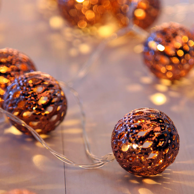 4 Meters 20 Rose Gold Balls (4cm) Battery Operated Fairy String Lights