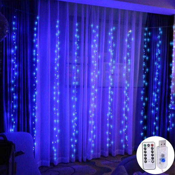 USB Operated 3 Meter Led Fairy Curtain Lights Blue