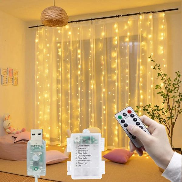 Battery powered curtain lights sale