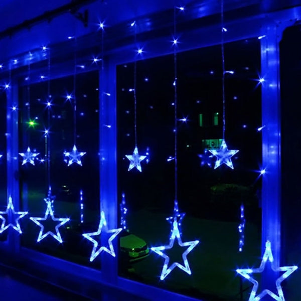 blue fairy star lights curtain