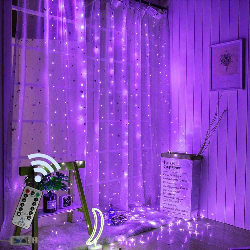 USB Operated 3 Meter x 2 Meter 200 Led Fairy Curtain Lights Purple