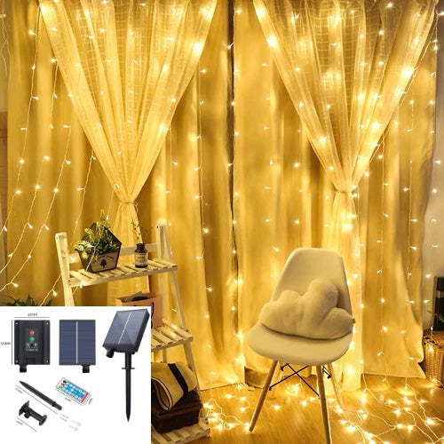 led solar fairy curtain lights christmas lightings