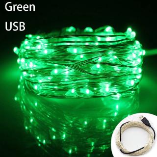 Static Mode - 20 Meters 200 Led USB Silver Wire String Light, Green