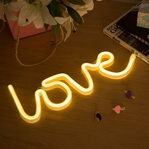 LOVE Neon Light, Powered by USB / Battery Operated, Warm White