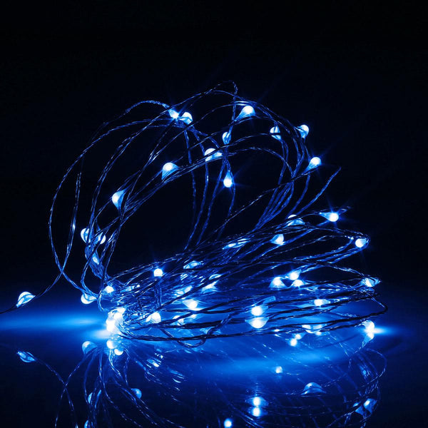 Static Mode - 20 Meters 200 Led USB Silver Wire String Light, Blue