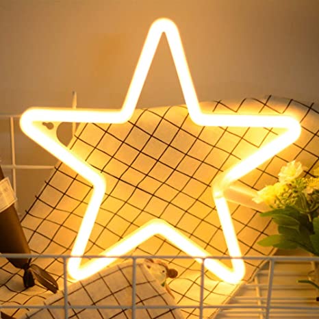 Stars Neon Light Powered by USB or Battery Operated Warm White