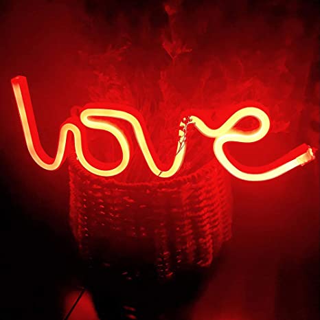LOVE Neon Light, Powered by USB / Battery Operated, Red