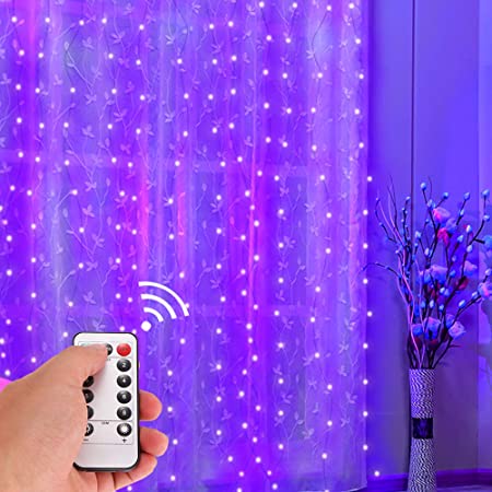 USB Operated 3 Meter x 3 Meter 300 Led Fairy Curtain Lights Purple