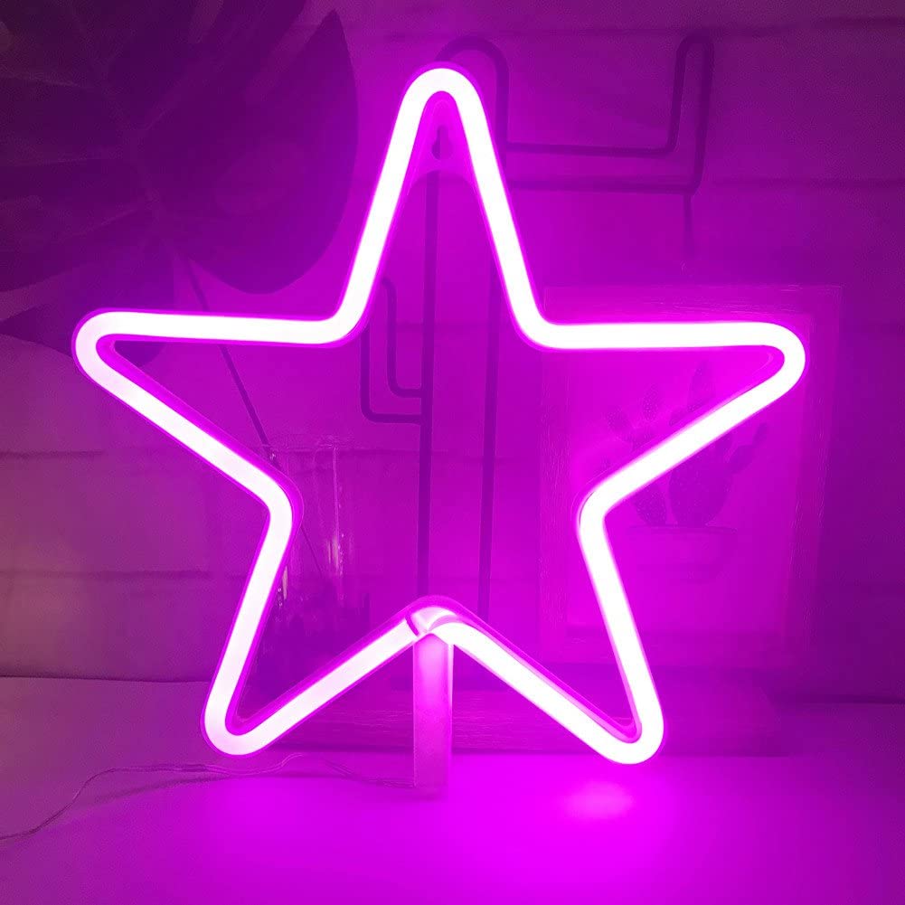 Stars Neon Light, Powered by USB / Battery Operated, Pink