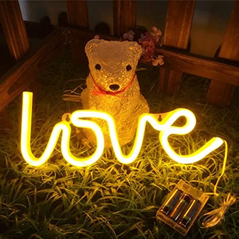 LOVE Neon Light, Powered by USB / Battery Operated, Warm White