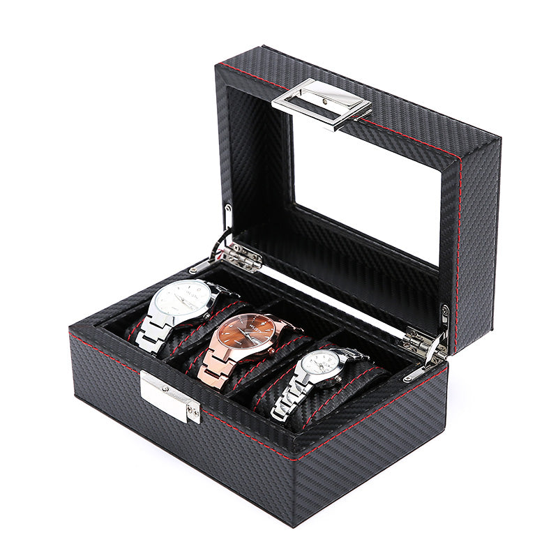 3 slot pu carbon fiber watch organizer