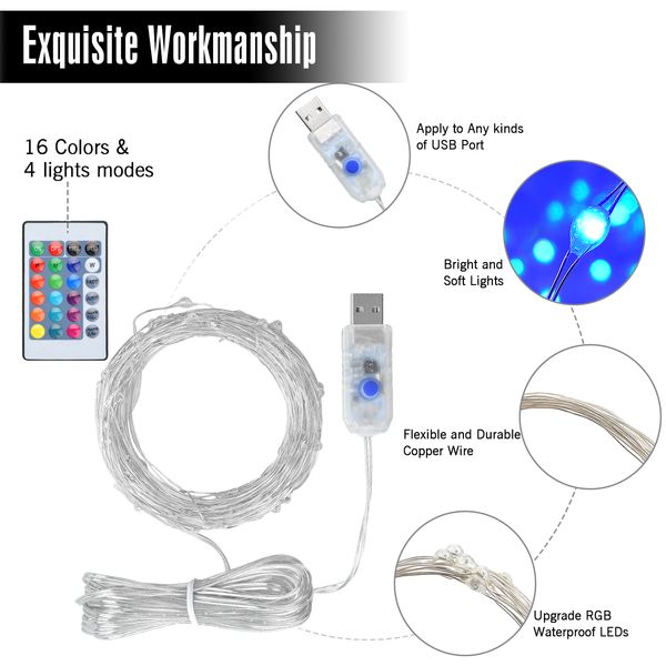 USB 16 colors led fairy string light singapore
