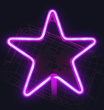 Stars Neon Light, Powered by USB / Battery Operated, Pink