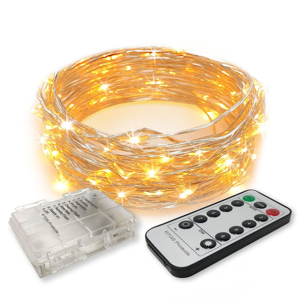 silver wire warm white fairy lights battery