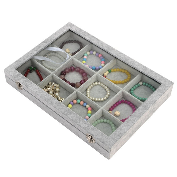12 grids slot velvet jewelry storage box singapore
