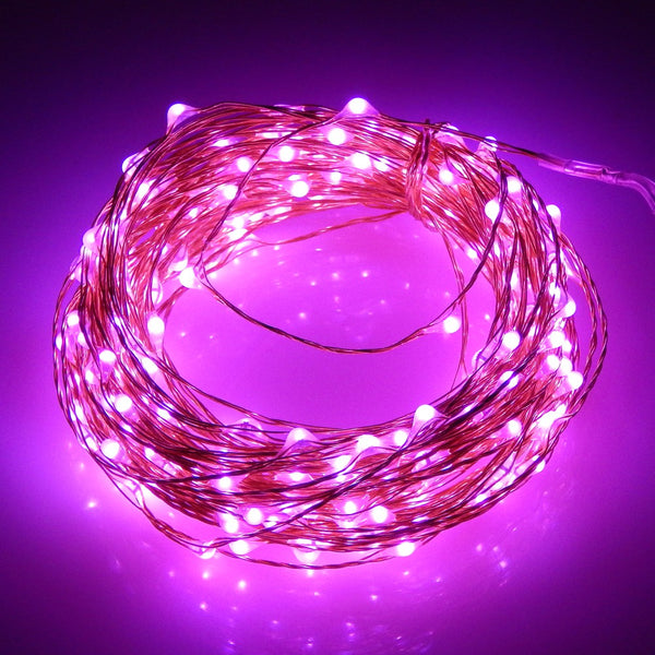 5 Meter 50 Led Battery Operated Copper Wire pink