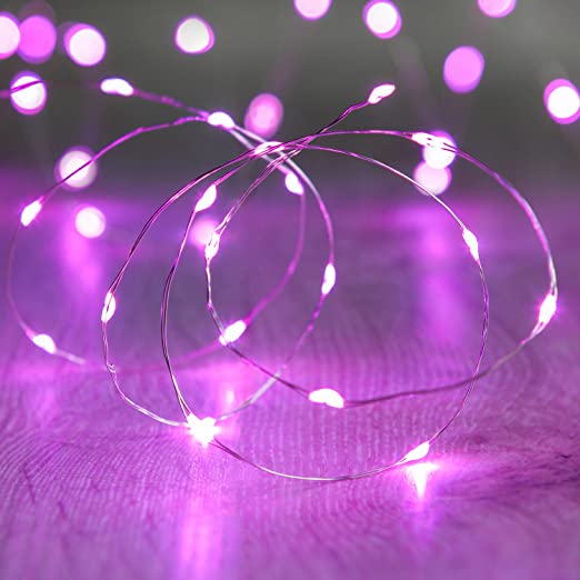 pink battery operated string light