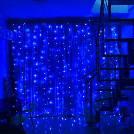 8 Modes - 3 Meter x 2 Meter 240 Led Curtain Light Power Point , Blue.