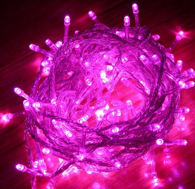 8 Modes 10 Meter 100 Led Fairy String Light Power Point  Pink