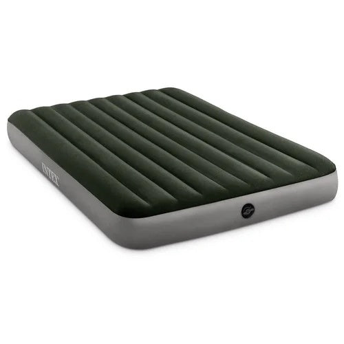 [ INTEX ] Fiber Tech Dura Beam Super Queen Size Army Green Inflatable Air Bed with Electric Pump