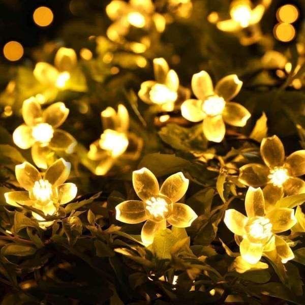 sakura solar led fairy lights garden warm