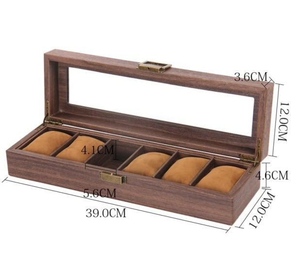 Luxury 6 Slot Watch Storage Box with Soft Cushions