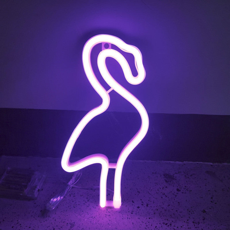 Flamingo Neon Light, Powered by USB / Battery Operated, Purple