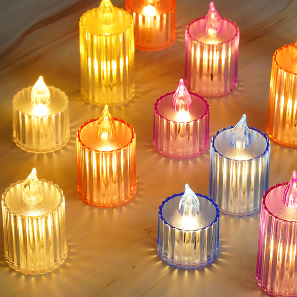 3 Sizes : 24 Piece Assorted Color Battery Operated Candle Tea Lights