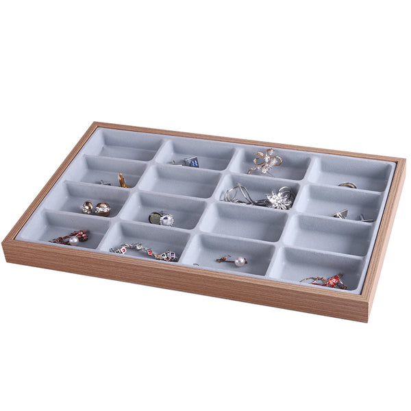 16 Slots Wooden Jewelry Storage Tray Singapore