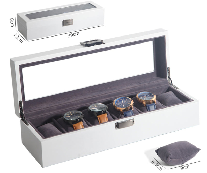 [ STARZ ] 6 Slots White Wooden Soft Cushion Watch Box