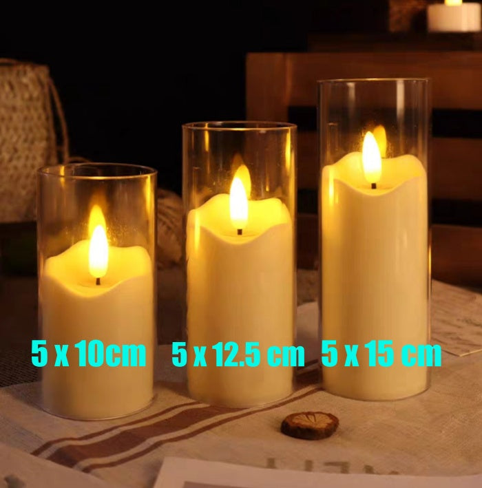 3 Size to Choose - 12 Pieces Clear Plastic Flameless Candle Lights
